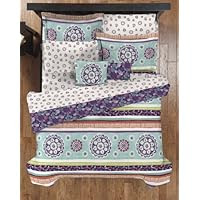 Sanders Home Collection Henna Reversible 10-Piece Bed in a Bag Bedding Set with Pillows, Full Size, Teal
