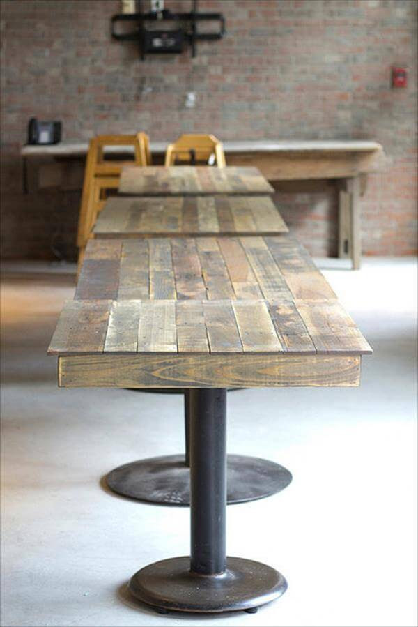 DIY Reclaimed Pallet and One leg Metal Base Tables 101 