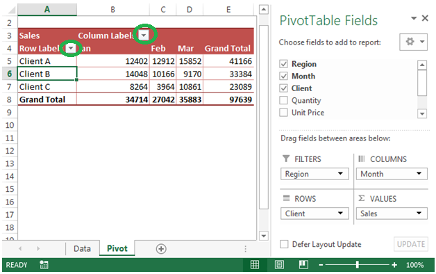 column create to how pivot a table Show Microsoft Hide Header  In Table Excel Pivot Field