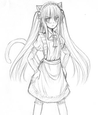 のびのび私の落書き日記 猫耳女の子描きました