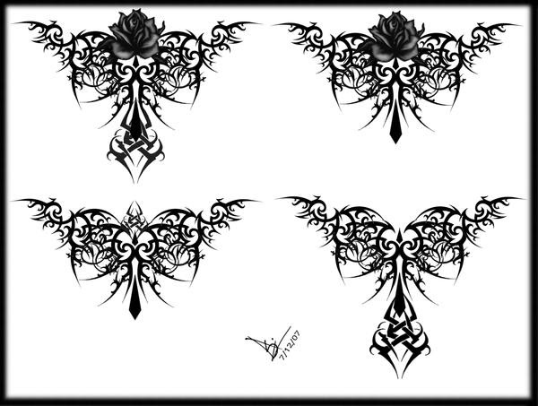 tribal rose tattoo designs. Gothic Tribal Rose Tattoo LB