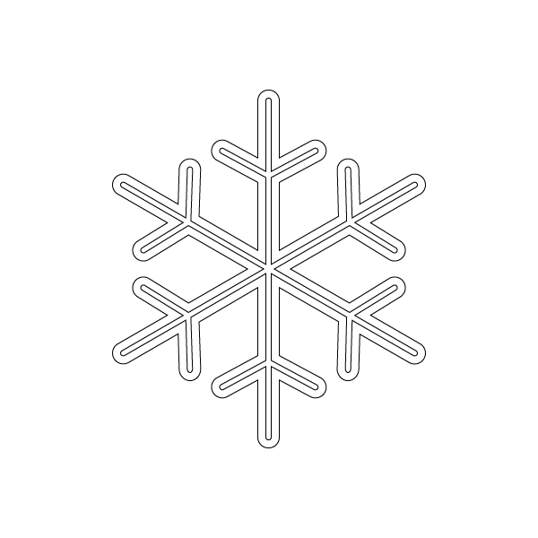 塗り絵に最適な白黒でかわいい雪の結晶の無料イラスト 商用フリー オイデ43