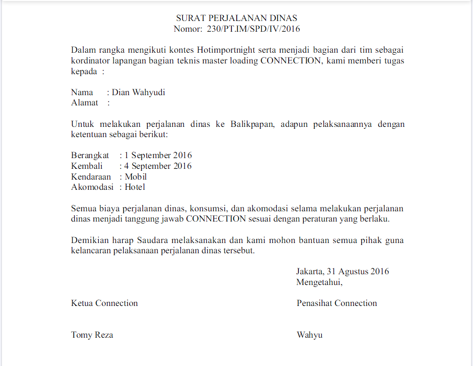 Surat Perjalanan Dinas (Contoh Lengkap Doc Excel Pdf) – SerbaBisnis