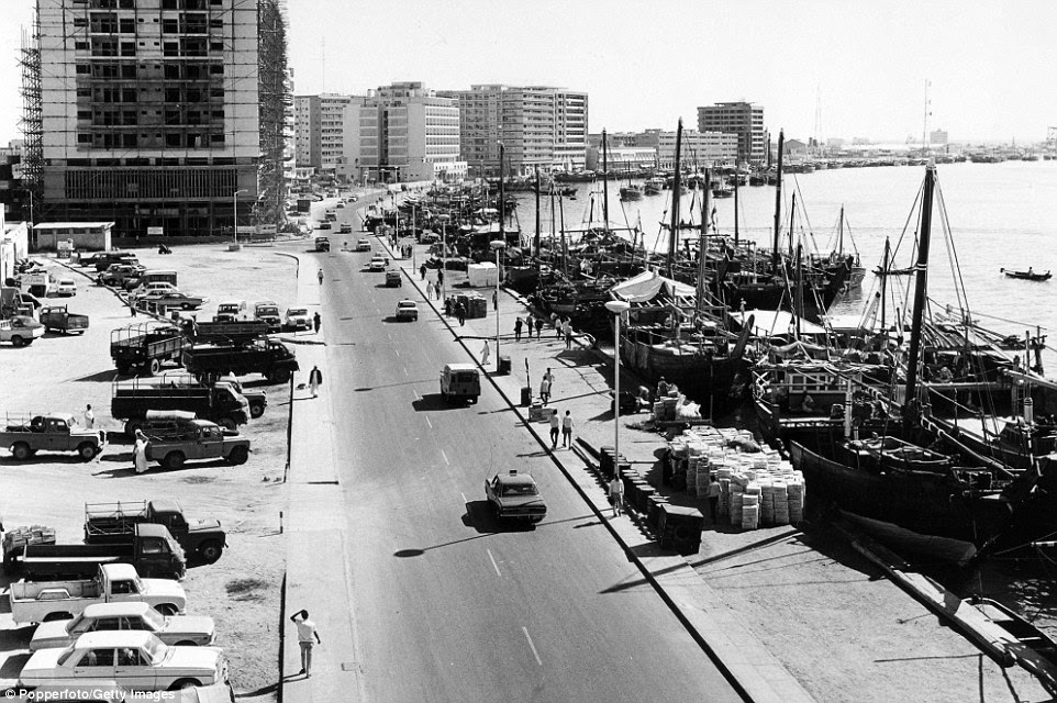 Dubai's harbour in the 1960s: For many years the city was a Middle Eastern backwater whose main industries were fishing and pearl diving