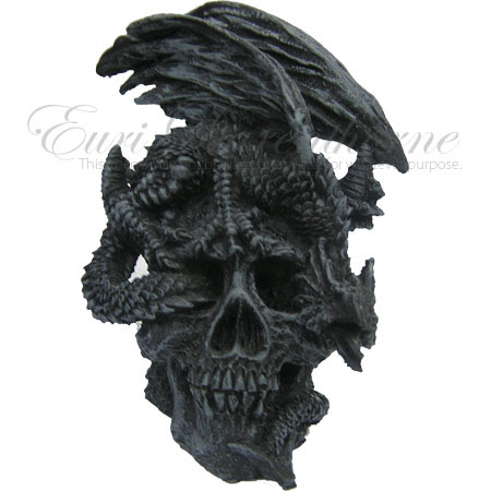 Black Dragon Skull Figurine 2