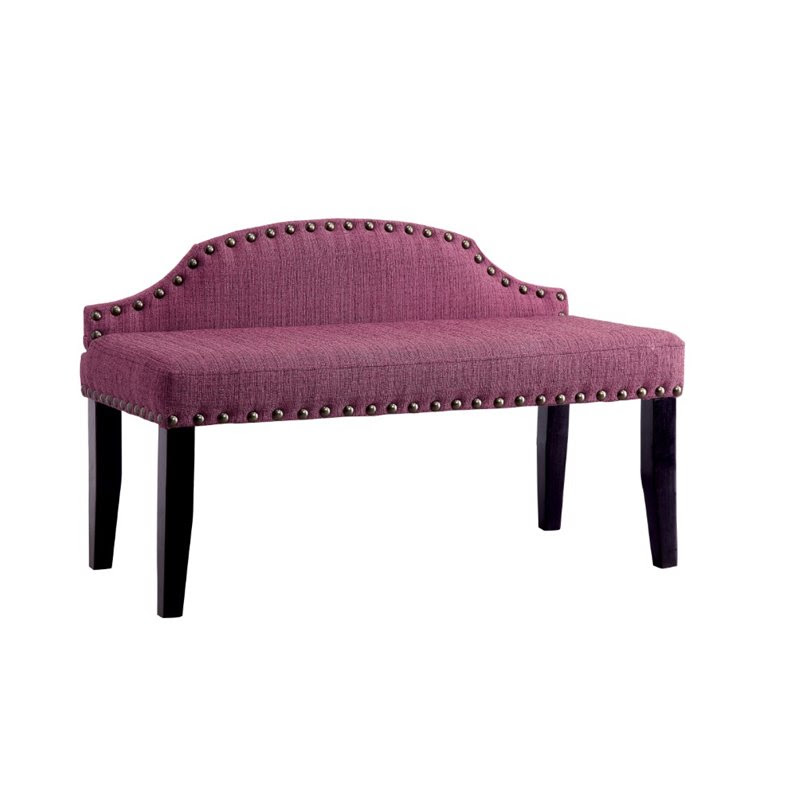Furniture of America Davos Fabric Bedroom Bench in Purple