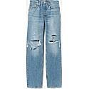 Gigi Hadid wearing Re/Done 90S Comfy Jeans in Sunfaded Destroy