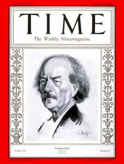 Time - Ignace Jan Paderewski - Jan. 23, 1928 - Pianists - Classical Music