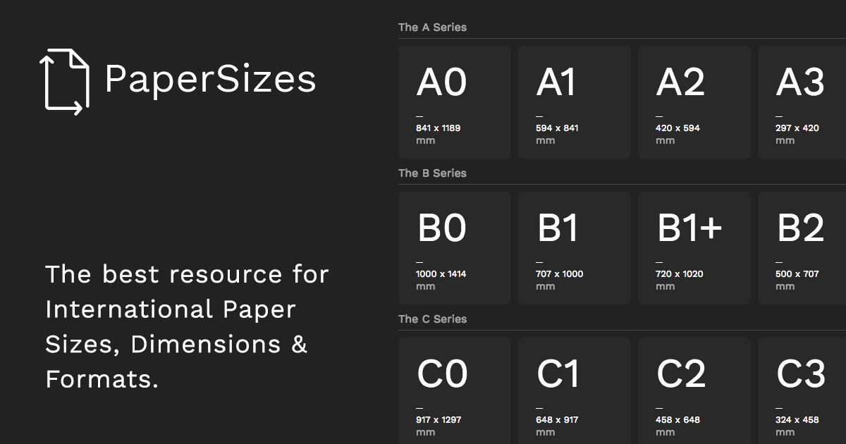 Paper Size Dimensions A Paper Sizes