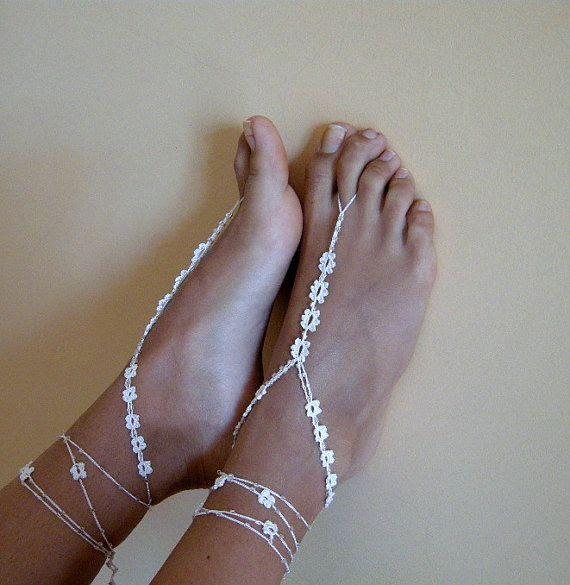 Barefoot Sandals bead, whites, wedding, Bikini, Women, Beach, Bridal ...