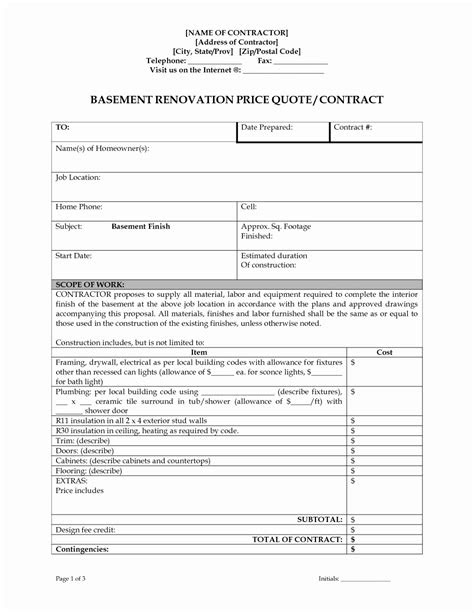 Drywall Quote Template Drywall Contract Template New