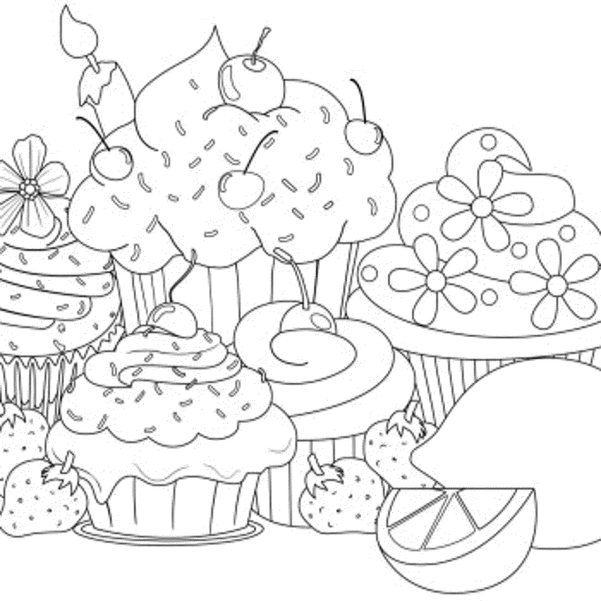 Cute Cupcakes Coloring Pages - Coloring Home