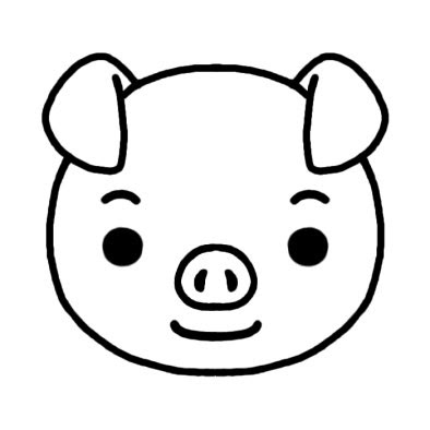 ブタ1 動物の顔 動物 無料 白黒イラスト素材