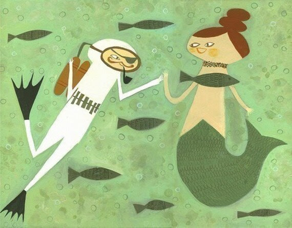 Alfred Finds his Soul Mate.  Limited edition 8.5x11 print by Matte Stephens