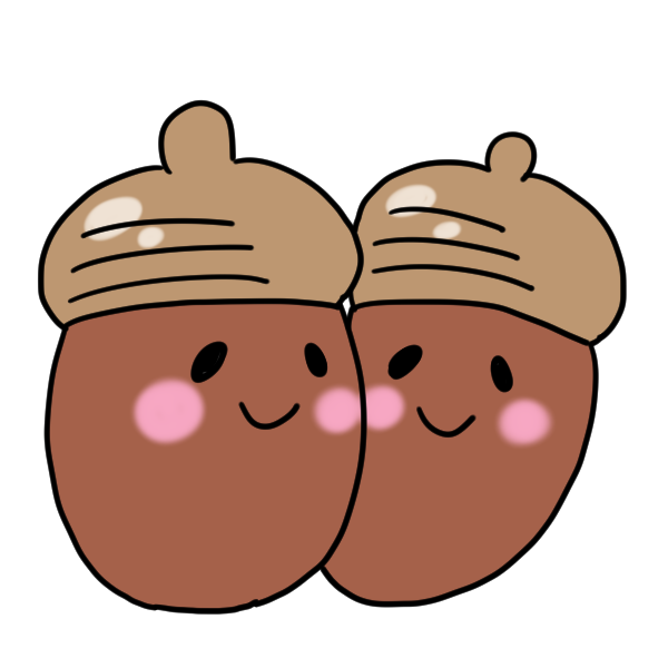 ２つのドングリのイラスト かわいいフリー素材が無料のイラストレイン