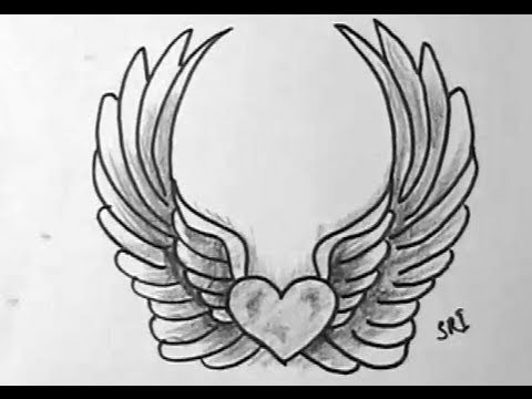 How to Draw A Lovely heart with wings - YouTube
