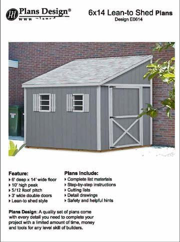 Do it yourself a storage shed plans, Lean To Style Shed Plans, 6' x 14 ...