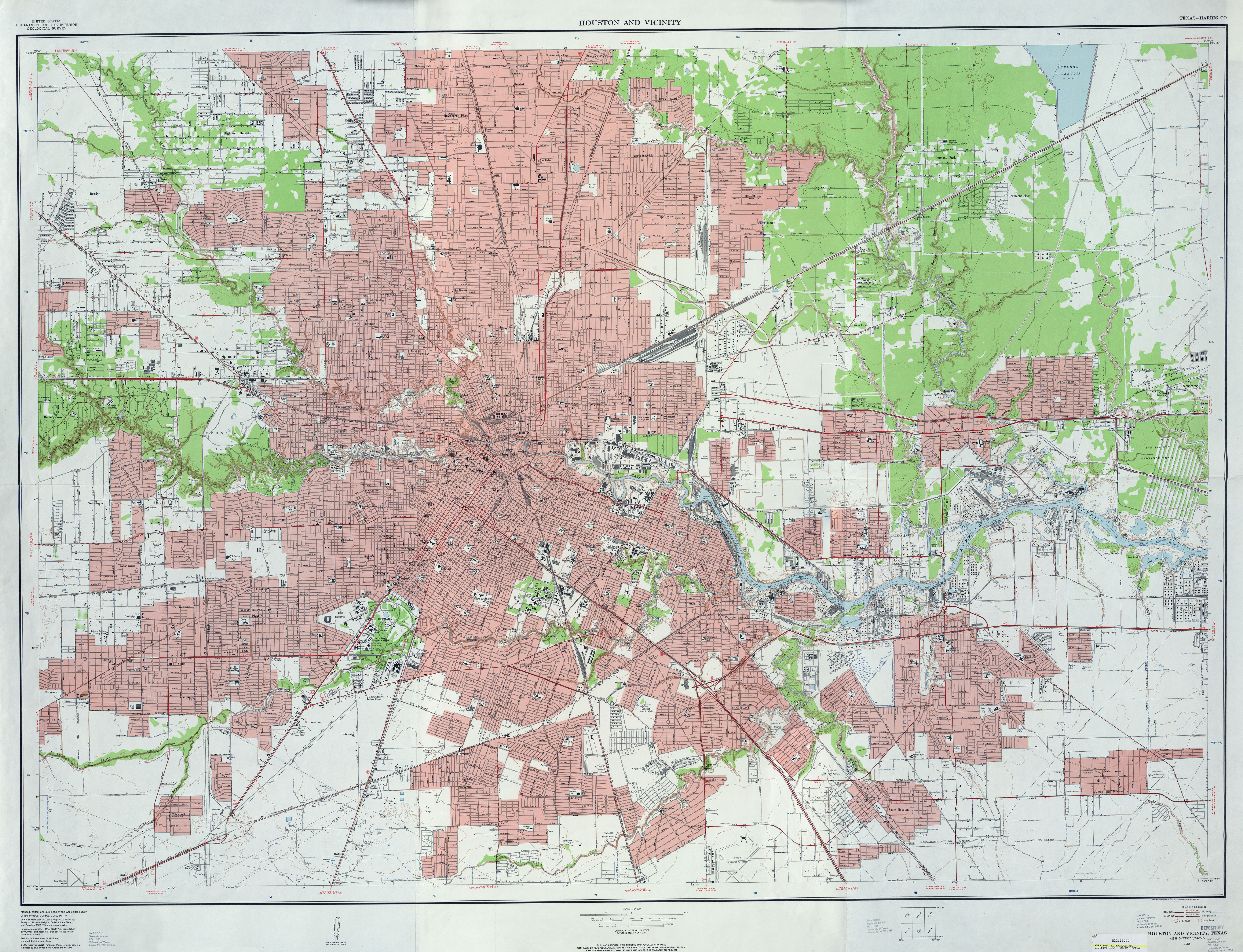 Topographic Map Houston Texas Old Houston Maps | Houston Past