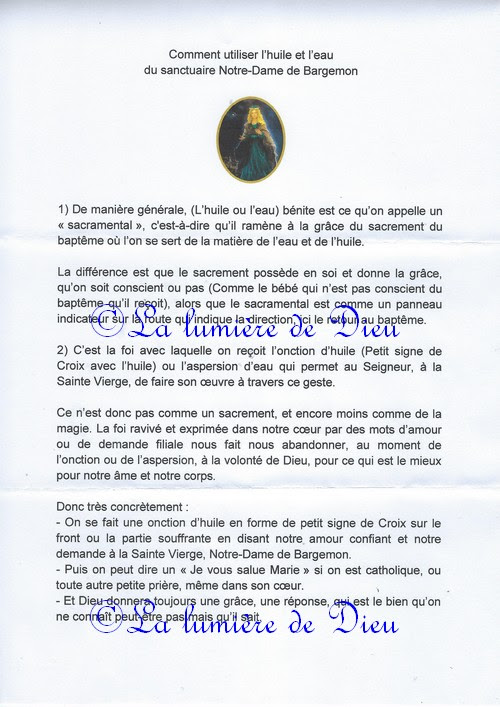 L'huile et l'eau du sanctuaire Notre-Dame de Bargemon