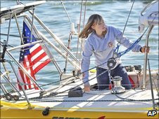 Abby Sunderland looks out from her boat. Photo: January 2010