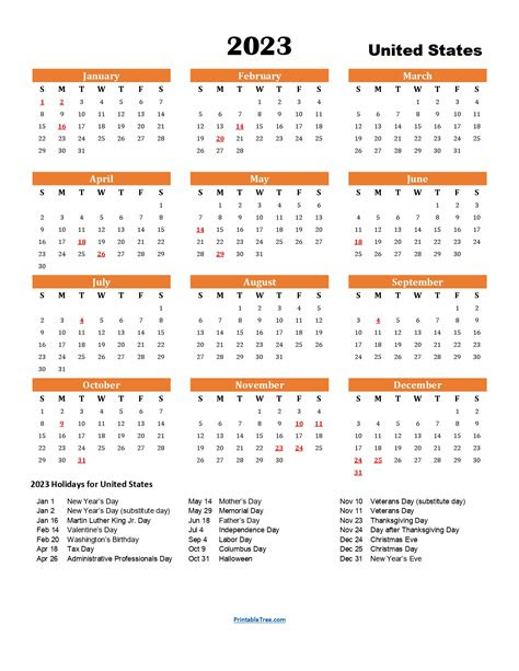  printable calendar 2023 one page with holidays single page 2023