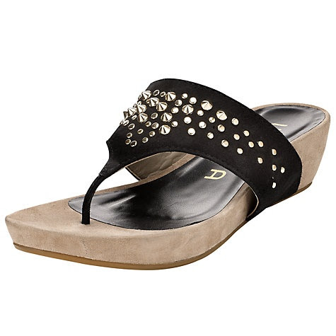 Buy Unisa Baci Suede Studded Wedge Heel Sandals, Black online at John ...