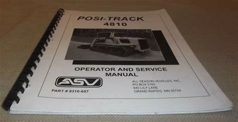 PDF Asv Posi Track 4810 Operations Manual