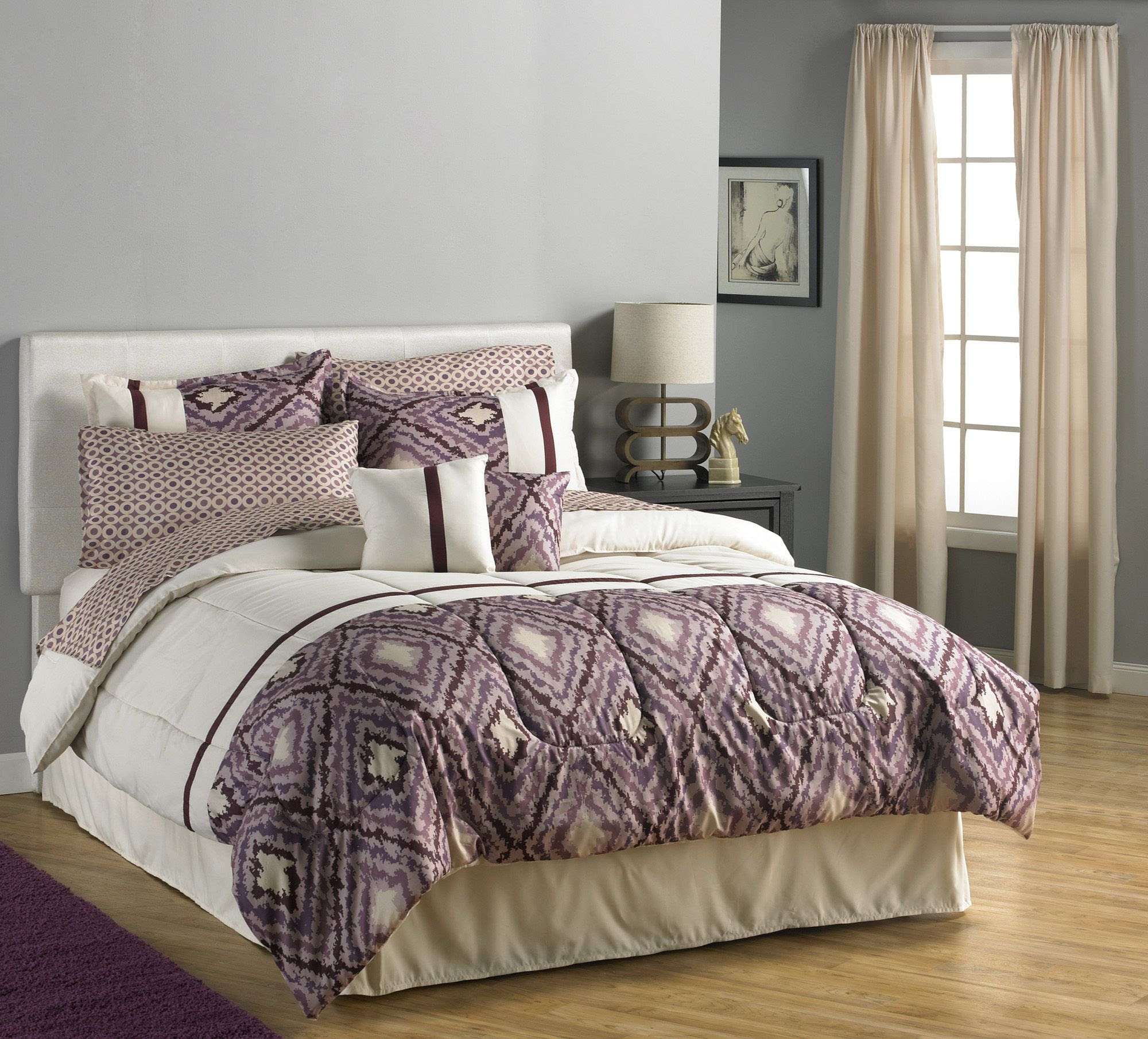 Color Block Shower Curtain Queen Comforter with Matching