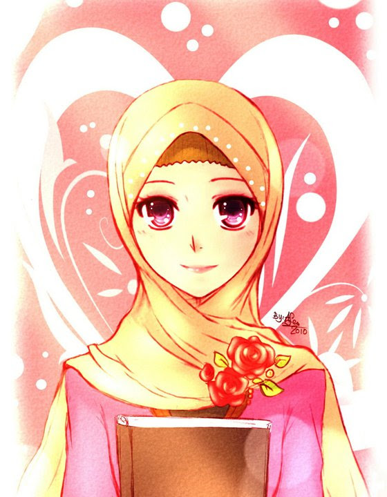 Wallpaper Kartun Wanita Solehah