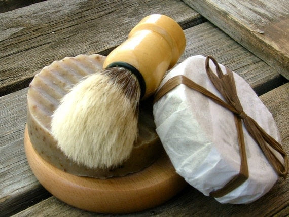 Shave Set with  Brush, Handmade Beer Soap, Mens Shave kit, Boar Brush, Rustic, Mens GIft