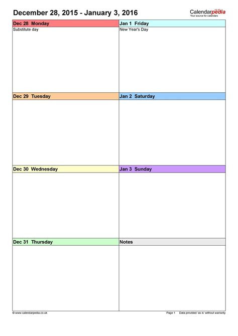  26 blank weekly calendar templates pdf excel word templatelab