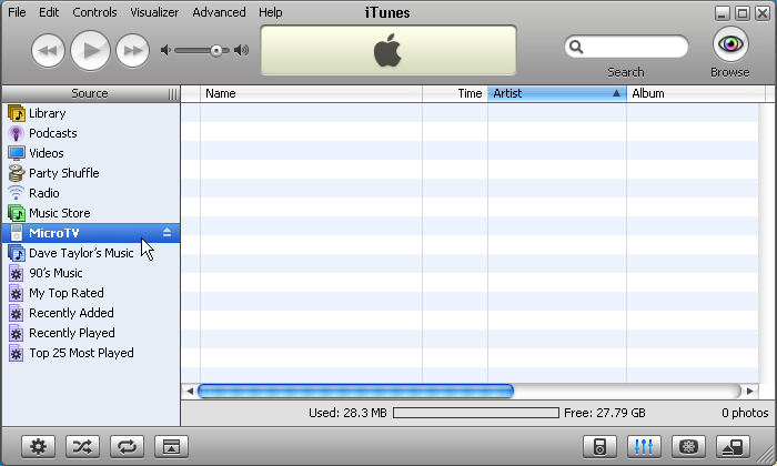 windows itunes empty ipod