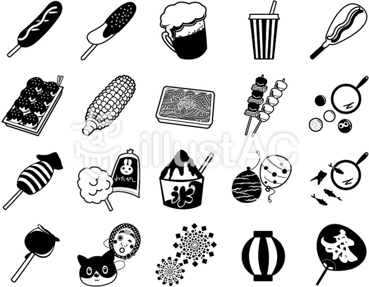 ベストコレクション 夏祭り イラスト 白黒 動物画像無料