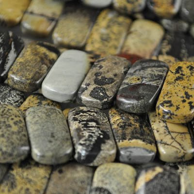 s19443 Stone Beads - 20 x 10 mm Double Drilled Oval - Artistic Jasper (1)