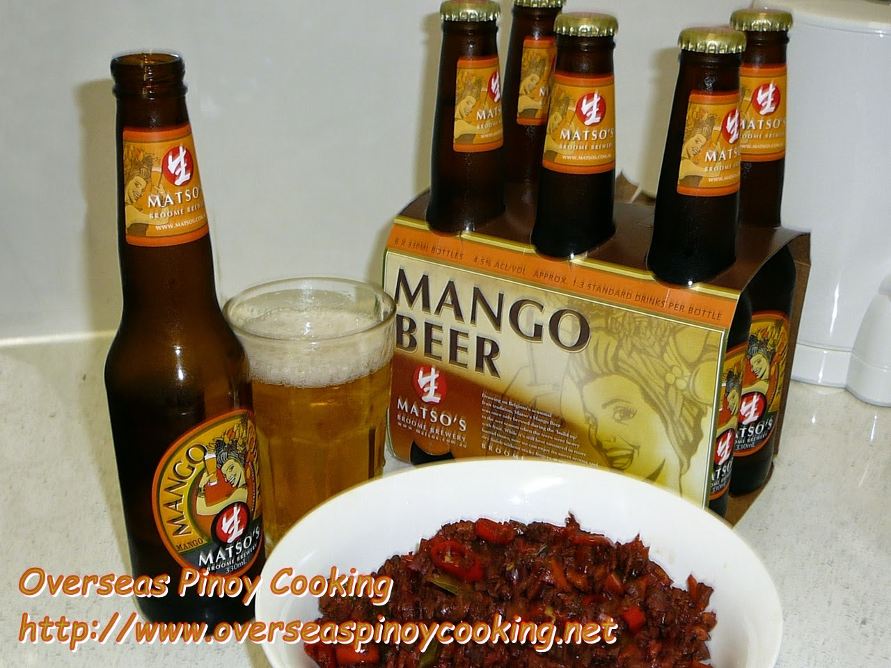 Chicken Bopis and Mango Beer