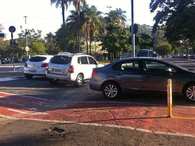 Trecho da ciclovia da Rua Manoel da Nóbrega, próxima ao Parque Ibirapuera, onde carro foi removido pelo ciclista (Foto: Ana Leonardi/G1)