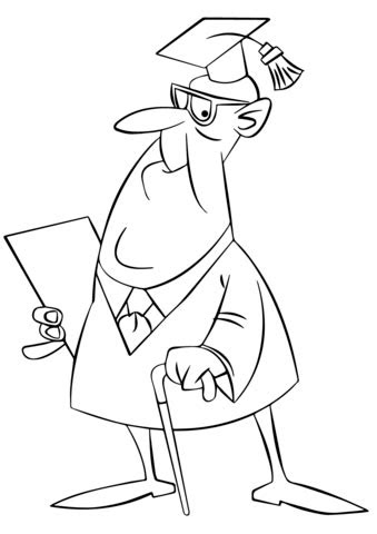 senior man graduating coloring page  printable