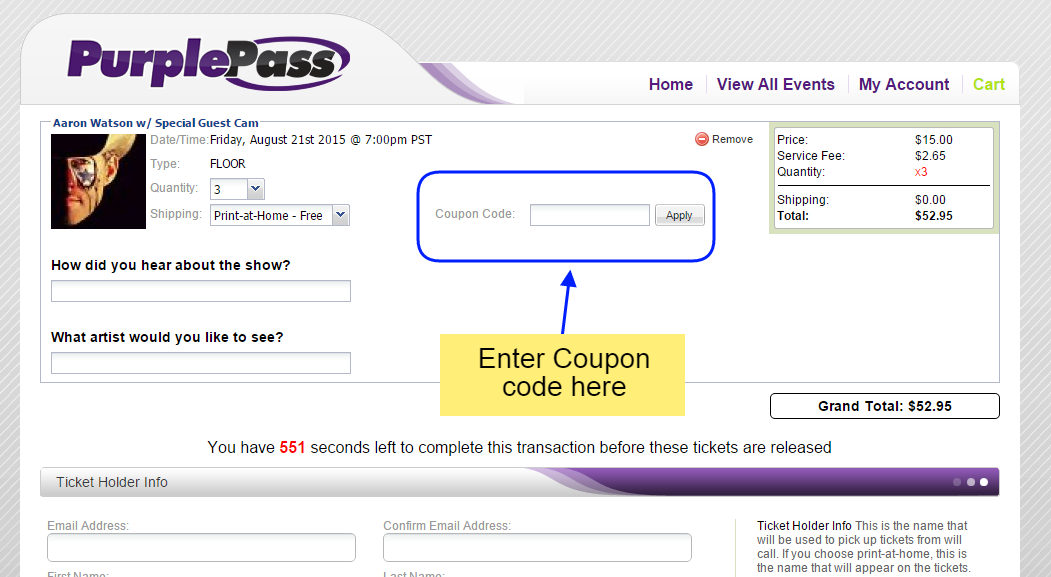 How do I use the coupon/discount code I was given? – Purplepass Support