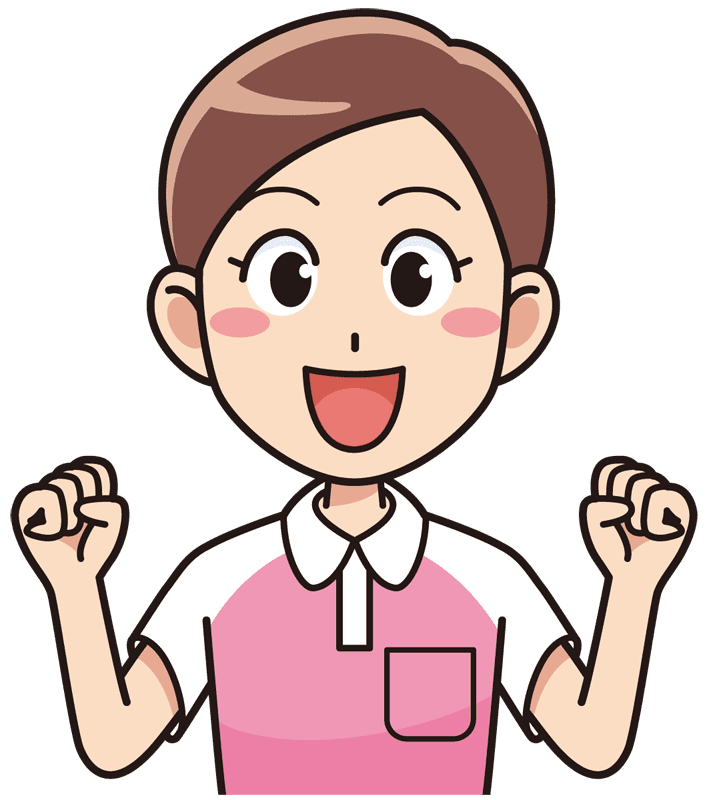 ガッツポーズする介護士の女性 無料イラスト素材 イラスト素材図鑑