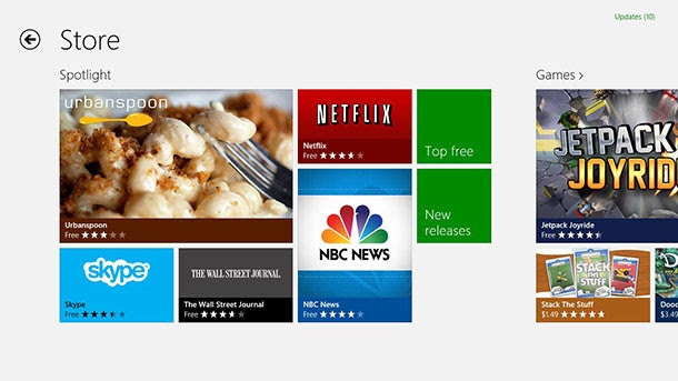 Get new apps from the Windows Store.