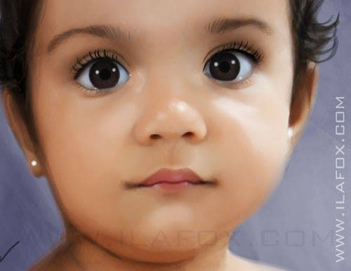 Retrato, realista, infantil, encomenda, efeito pintura, bebê, by ila fox