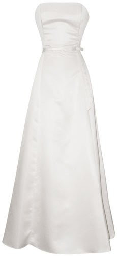 50's Strapless Satin Long Gown Bridesmaid Prom Dress Holiday Formal Junior Plus Size