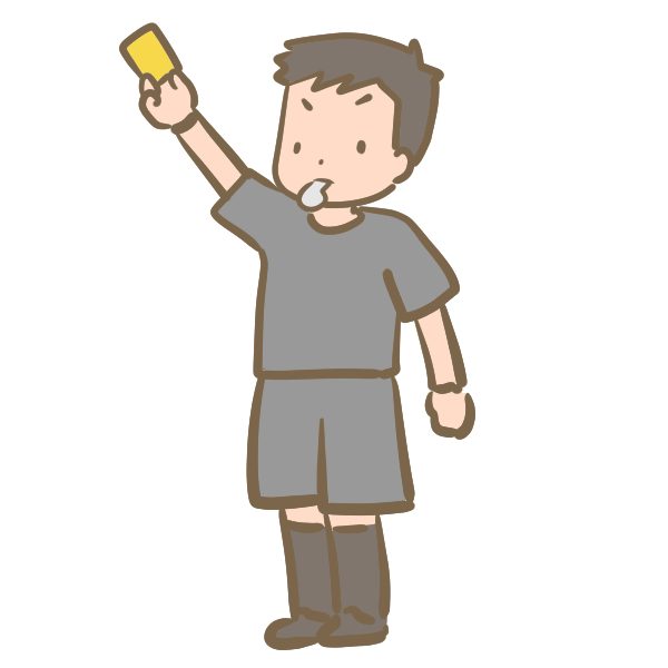 イエローカードと審判のイラスト かわいいフリー素材が無料のイラストレイン