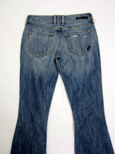 Work Custom Jeans womens gidget blue distressed flared jeans 24