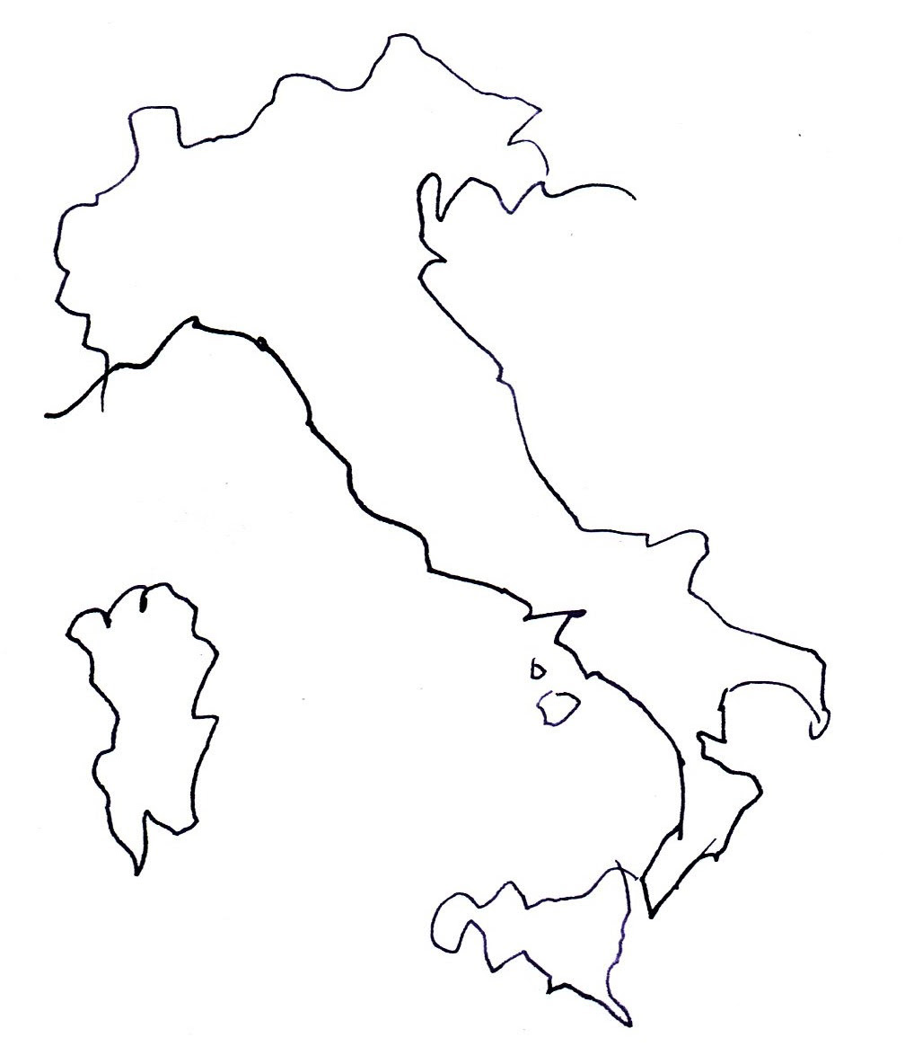 イタリアのフリー素材の地図 手書きの地図で旅しよう