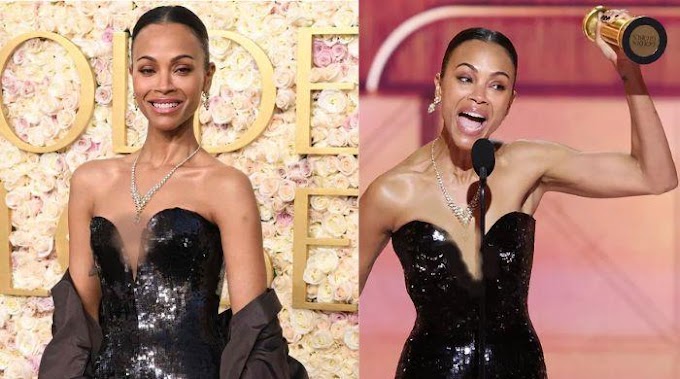 Zoë Saldaña gets emotional after first Golden Globe win