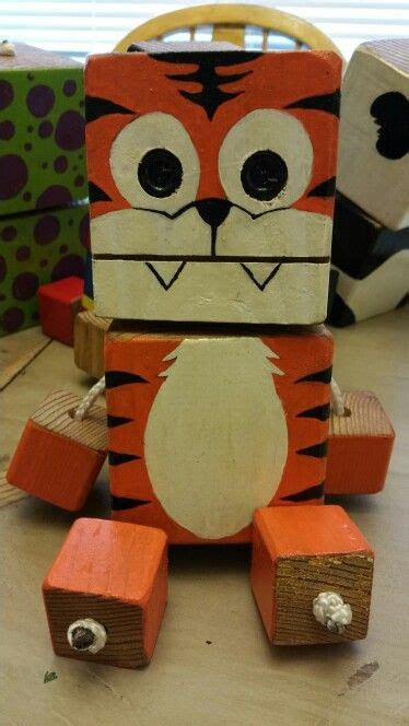 tiger wood toy natural wood wood robot diy toy