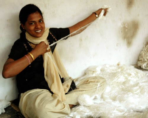 Working with Silk Fibre.