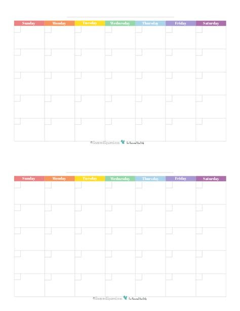  half page monthly calendar printable