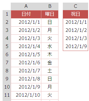 Excel2010 2016 土日 祝日だけ色を付けるには Networkdays Weekday